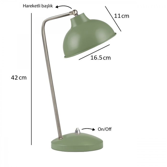 Opviq Lámpara de Mesa de Cuerpo Metálico Verde